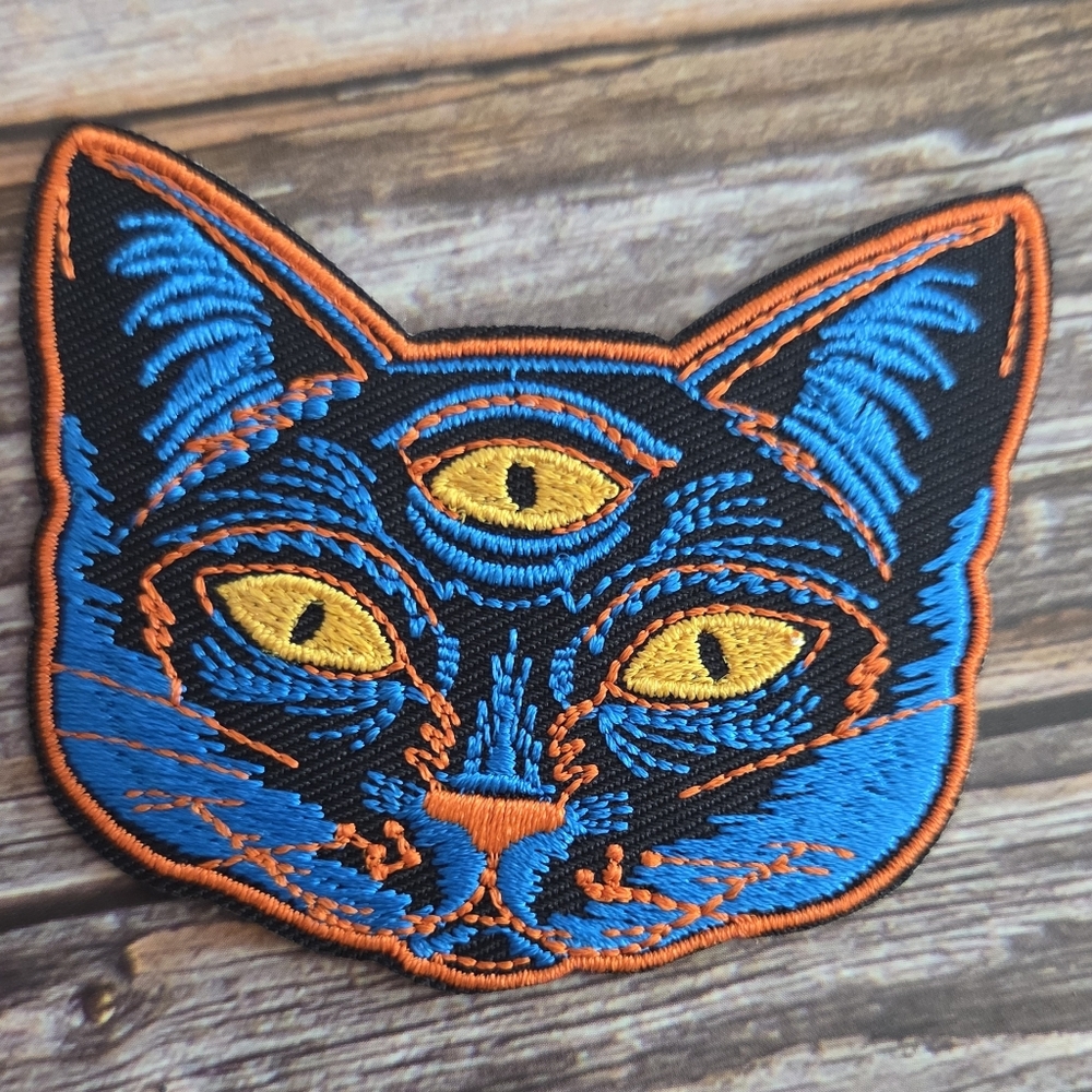 Trippy Third Eye Cat Acid Trip New Age Metaphysical Iron on Patch